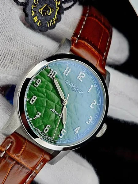 G. Gerlach Tatry / zegarek męski z zieloną tarczą na skórzanym pasku