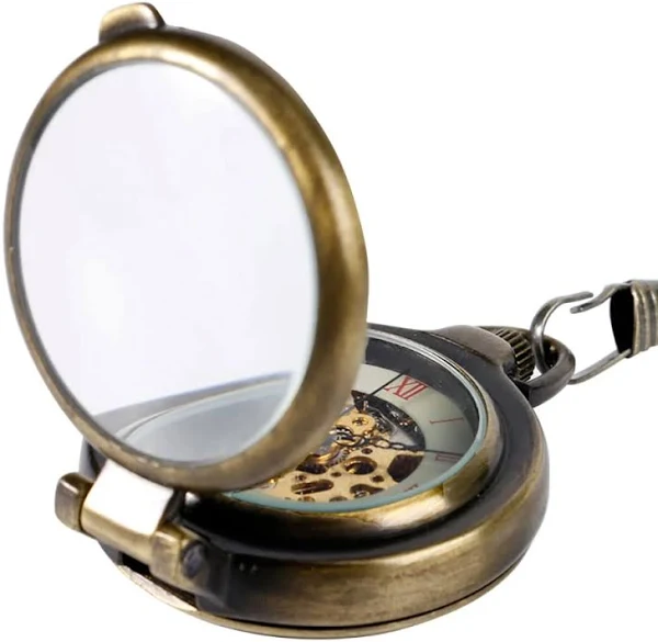 Ręcznie nakręcany zegarek kieszonkowy fajne 180 stopni otwórz Case przezroczyste szkło pokrywa cyfry