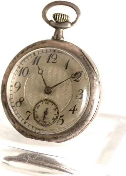 Vintage Mały zegarek kieszonkowy Srebrny 935 Ręcznie nakręcany