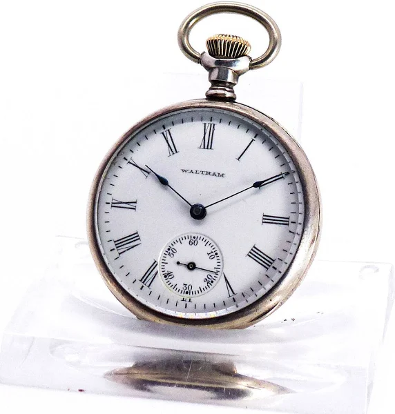 Waltham Zegarek Kieszonkowy 925 Srebro Ręcznie Nakręcany
