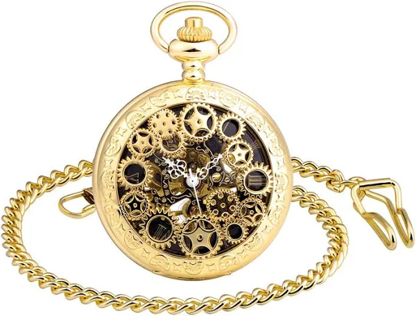 Unendlich U Męski zegarek kieszonkowy z cyframi rzymskimi z łańcuszkiem