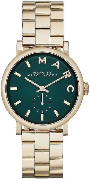 Złoty zegarek damski z zieloną tarczą