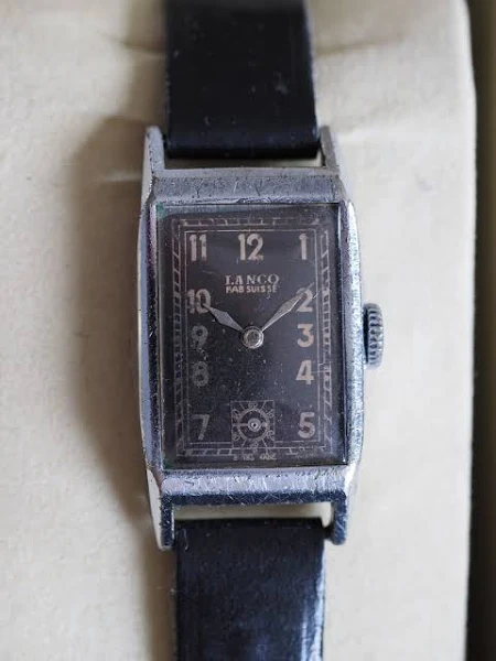 Wspaniały Zegarek Męski Lanco Lata 30-te Posrebrzany Szwajcarski