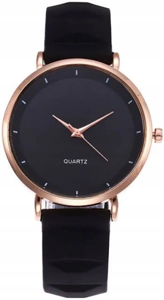 Czarny Zegarek Damski Gumowy Jelly Pasek