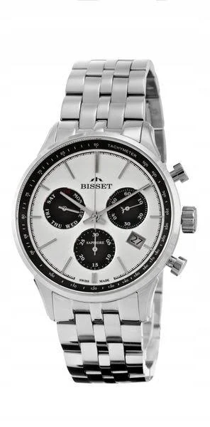Szwajcarski Zegarek męski Bisset BIS1670 szafir data box +Grawer