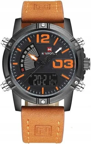 Sportowy Męski Zegarek Naviforce Skóra Elegancki