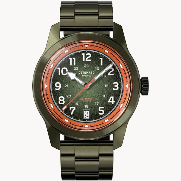 Zegarek Automatyczny Męski Zielony Stal Chirurgiczna Szkło Szafirowe