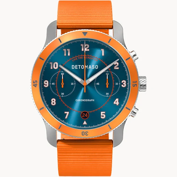 Zegarek męski Pomarańczowo-niebieski Chronograf obudowa ze stali chirurgicznej