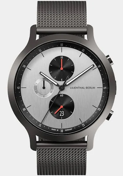 Męski Zegarek Chronograf Szary Koperta ze Stali Chirurgicznej Szkło Szafirowe