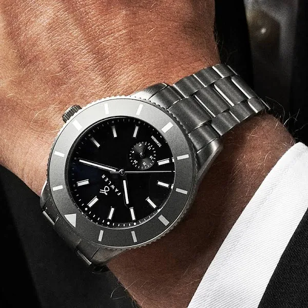 Fawler Makalu Szary szczotkowany zegarek tytanowy dla nurków