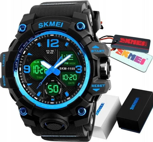 Wojskowy Zegarek Męski Skmei S-shock Mocne Led
