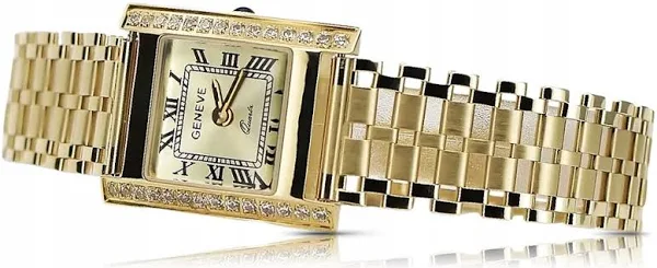 Złoty zegarek damski 14k 585 Geneve lw035yy&lbw003y