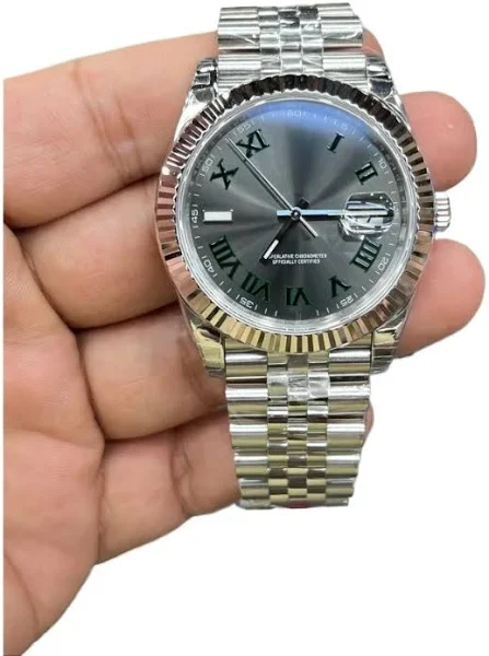 Luksusowe zegarki Automatyczny zegarek mechaniczny Relief Cyfry rzymskie zegarek kalendarz Jubileusz