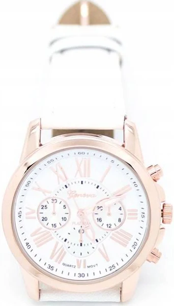 Biało Złoty Zegarek Cyfry rzymskie Glamour Damski