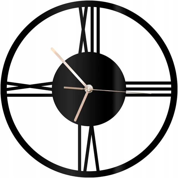 Zegar z pleksi na ścianę Rzymskie cyfry ze złotymi wskazówkami