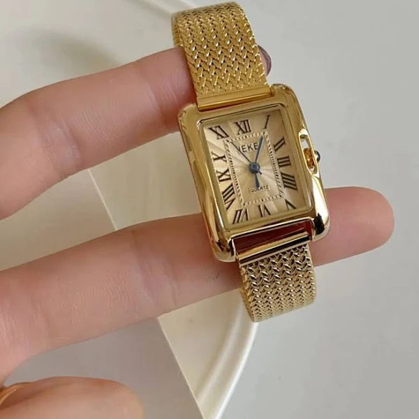 IEKE's Square Retro Cyfry rzymskie Zegarek damski Prosty temperament Wszechstronny modny damski