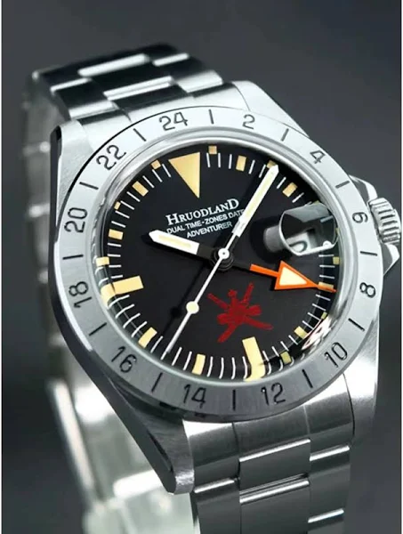 Hruodland limitowana edycja F023 Retro męskie klasyczne zegarki GMT szafirowe szkło NH34 automatyczne zegarki do nurkowania ze stali nierdzewnej