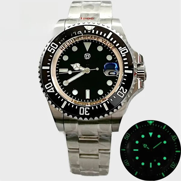 BLIGER 43mm zegarek nurkowy morska dla mężczyzn NH35 MIYOTA 8215 PT5000 powłoka szafirowe szkło