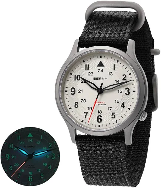 BERNY tytanowe zegarki dla mężczyzn klasyczny męski zegarek pilotażowy łatwy do odczytania zegarek
