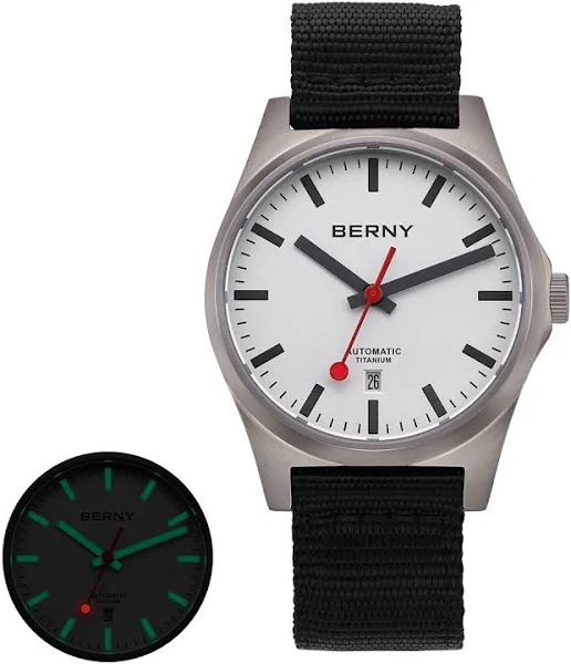 BERNY mechaniczny zegarek tytanowy dla mężczyzn klasyczny na co dzień lekki automatyczny zegarek