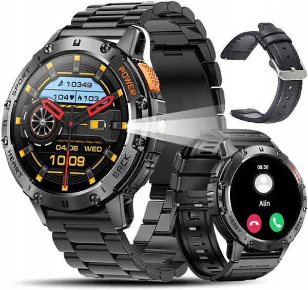 Smartwatch Męski Zegarek Wojskowy Bluetooth Rozmowy