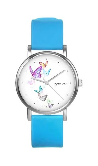 Zegarek mały - Kolorowy wianek - silikonowy, niebieski