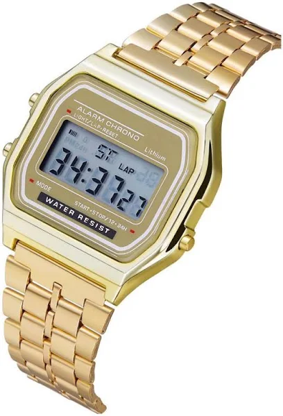 zegarek elektroniczny LED ze stalowym paskiem złoty i srebrny ultracienki zegarek elektroniczny