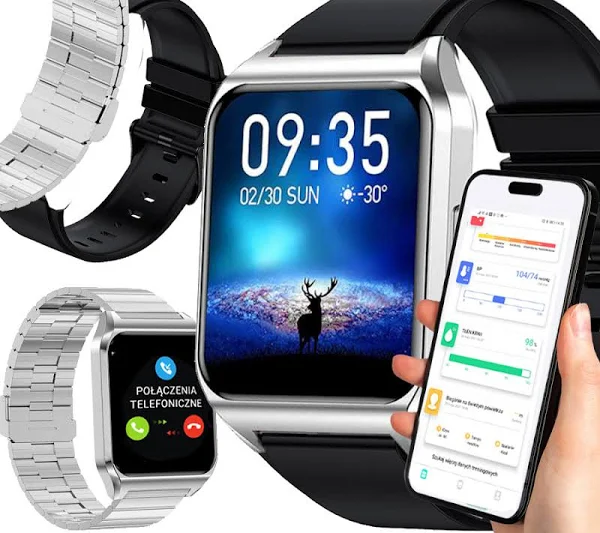 Smartwatch zegarek Ciśnienie Puls Rozmowy Termometr pasek bransoleta