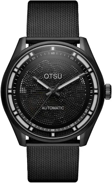 Otsu Calin Czarny transparentny automatyczny zegarek z widocznym mechanizmem