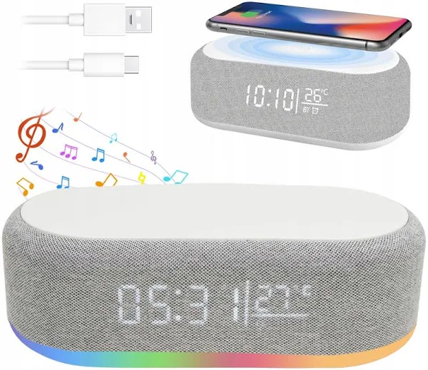 Cyfrowy Zegarek Budzik Bezprzewodowa Ładowarka Indukcyjna 15W