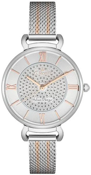 Piękny damski zegarek z cyrkoniami na tarczy złote wskazówki