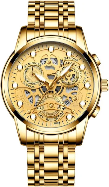 JewelryWe Para zegarków cyfrowych ze stali nierdzewnej zegarek binarny