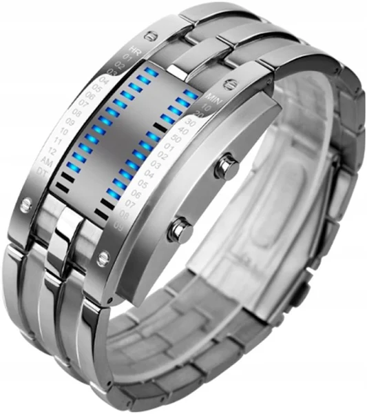 Zegarek męski Skmei binarny srebrny czarny la208