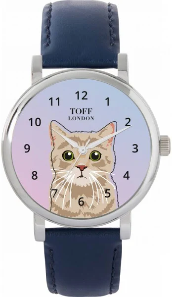TLWS-24053 Toff London Beige Tabby Cat Head Watch