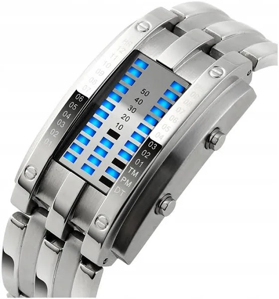 Zegarek męski Skmei binarny srebrny czarny Led