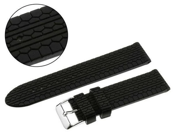 Pacific U10 Czarny 22mm Silikonowy pasek do zegarka