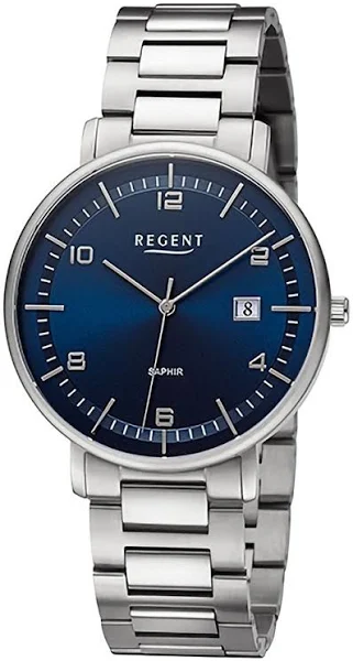 Męski zegarek analogowy Regent z metalową bransoletą w kolorze srebrnym URF1520