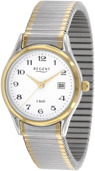 zegarek na rękę Regent srebrno-złoty F-461 damski i męski analogowy zegarek kwarcowy URF461