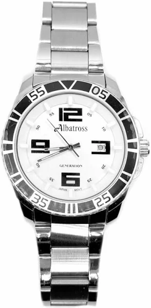 SAXO Srebrny męski zegarek z bransoletą Albatross ABD178-1