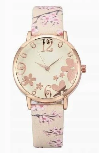 Zegarek Damski Kwiaty Z Paskiem