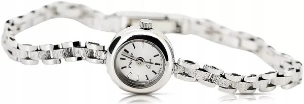 Prześliczny damski zegarek z białego 14k złota lw084w