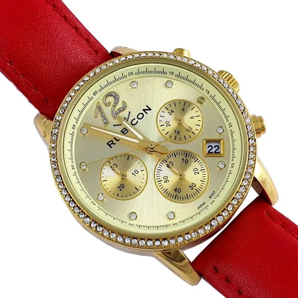 Zegarek Damski Rubicon Czerwony Rnbd10 złoto