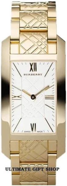 Nowy Zegarek Burberry Złoty Odcień Grawerowana Tarcza Med I