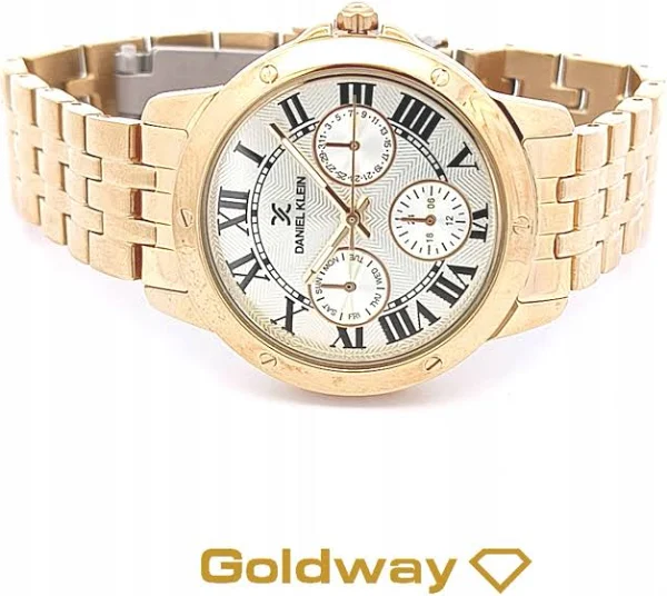 Daniel Klein zegarek damski na złotej bransolecie cyfry rzymskie DK11073-2