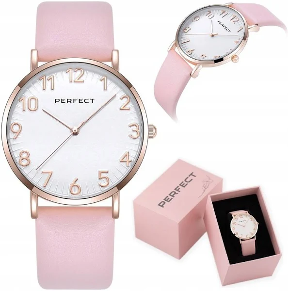 Zegarek Damski Perfect Bella +box +grawer cyfry na pasku skórzany klasyczny