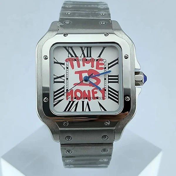 N H35 Watch N H35 Dial Square Dial Roma Dial Watch Case Folding Buckle Square Case fit N H35 N H36