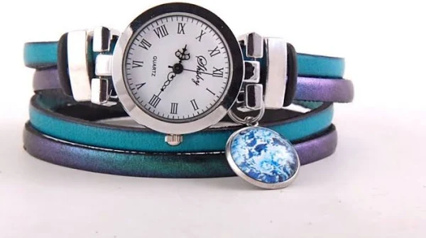 zegarek bransoletka z paskiem turkusowo-morskim