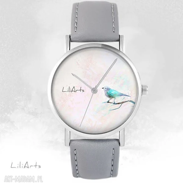 Yenoo zegarki zegarek ptaszek szary skórzany