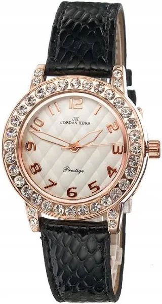 Damski Zegarek Jordan Kerr Skórzany Pasek Cyrkonie