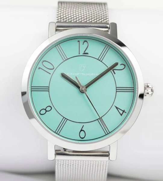 DaModa Vanita zegarek damski Miętowa tarcza koperta stalowa bransoleta mesh